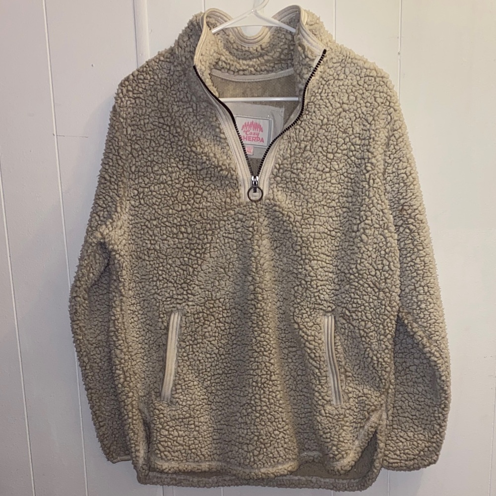 Ivory Sherpa Quarter-Zip Pullover